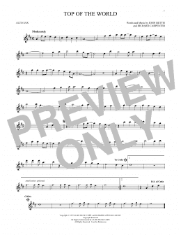 page one of Top Of The World (Alto Sax Solo)