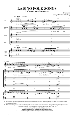 page one of Ladino Folk Songs (SATB Choir)