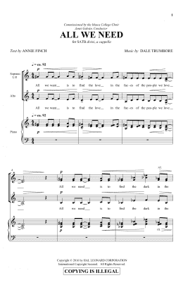 page one of All We Need (SATB Choir)