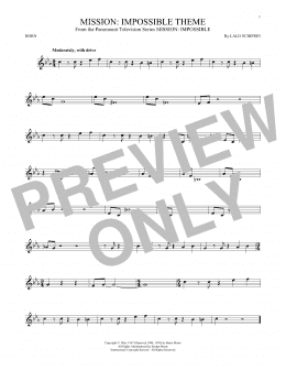 page one of Mission: Impossible Theme (French Horn Solo)