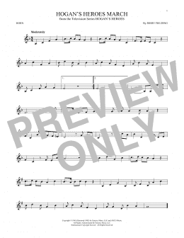 page one of Hogan's Heroes March (French Horn Solo)