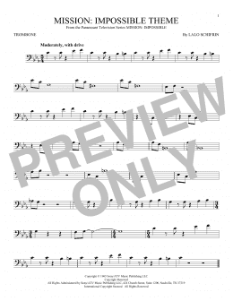 page one of Mission: Impossible Theme (Trombone Solo)