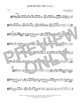 page one of God Bless The U.S.A. (Viola Solo)