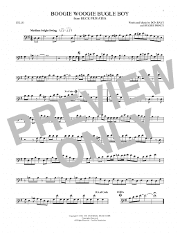 page one of Boogie Woogie Bugle Boy (Cello Solo)