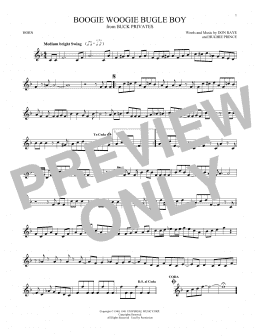 page one of Boogie Woogie Bugle Boy (French Horn Solo)
