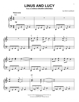 page one of Linus And Lucy (Easy Piano)