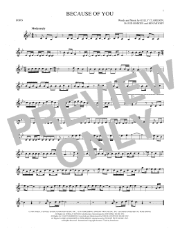 page one of Because Of You (French Horn Solo)
