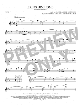 page one of Bring Him Home (Flute Solo)