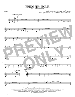 page one of Bring Him Home (French Horn Solo)