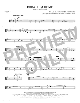 page one of Bring Him Home (Viola Solo)
