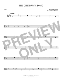 page one of The Chipmunk Song (Viola Solo)