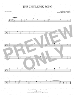 page one of The Chipmunk Song (Trombone Solo)