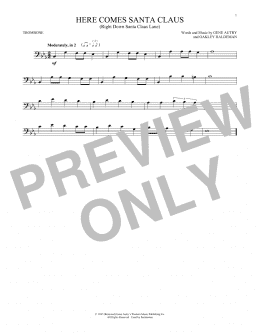 page one of Here Comes Santa Claus (Right Down Santa Claus Lane) (Trombone Solo)