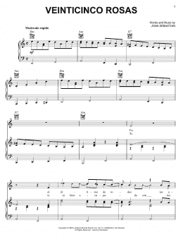 page one of Veinticinco Rosas (Piano, Vocal & Guitar Chords (Right-Hand Melody))