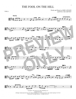 page one of The Fool On The Hill (Viola Solo)