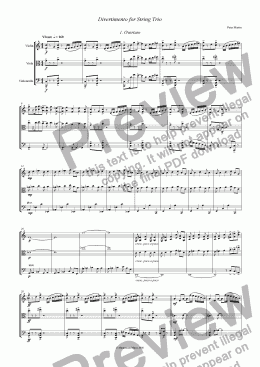 page one of Divertimento for String Trio