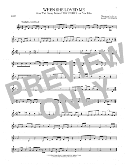 page one of When She Loved Me (from Toy Story 2) (French Horn Solo)