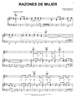 page one of Razones De Mujer (Piano, Vocal & Guitar Chords (Right-Hand Melody))
