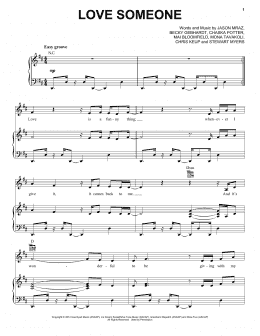 page one of Love Someone (Piano, Vocal & Guitar Chords + Backing Track)