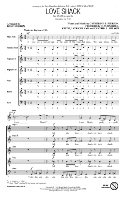 page one of Love Shack (SSATB Choir)