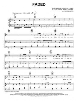 page one of Faded (Piano, Vocal & Guitar Chords (Right-Hand Melody))
