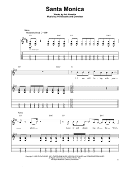 page one of Santa Monica (Easy Guitar Tab)