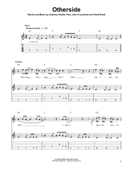 page one of Otherside (Easy Guitar Tab)