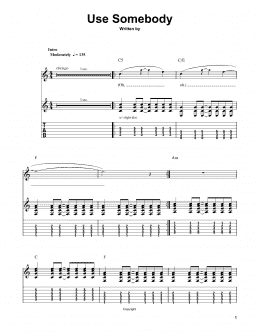 page one of Use Somebody (Easy Guitar Tab)