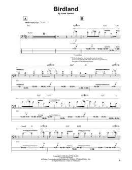page one of Birdland (Bass Guitar Tab)