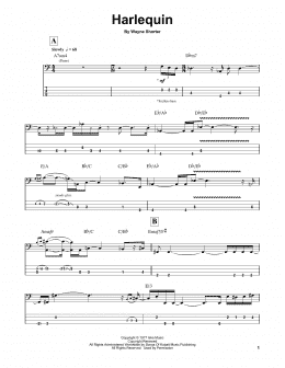 page one of Harlequin (Bass Guitar Tab)