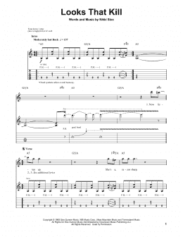 page one of Looks That Kill (Guitar Tab (Single Guitar))