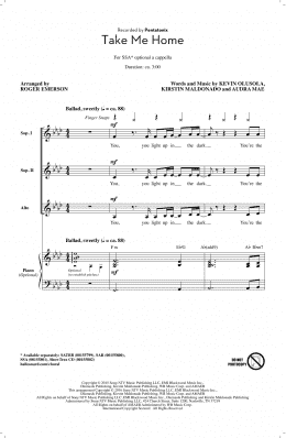 page one of Take Me Home (arr. Roger Emerson) (SSA Choir)