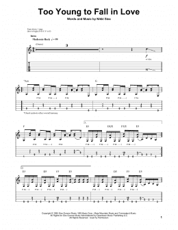 page one of Too Young To Fall In Love (Guitar Tab (Single Guitar))