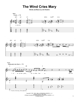 page one of The Wind Cries Mary (Easy Guitar Tab)