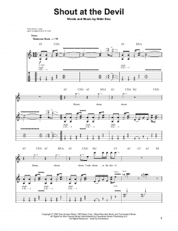 page one of Shout At The Devil (Guitar Tab (Single Guitar))