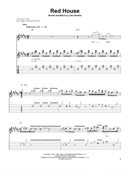 page one of Red House (Easy Guitar Tab)