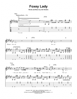 page one of Foxey Lady (Easy Guitar Tab)