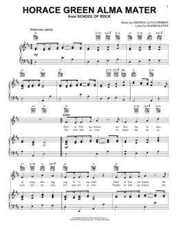 page one of Horace Green Alma Mater (from School of Rock: The Musical) (Piano, Vocal & Guitar Chords (Right-Hand Melody))