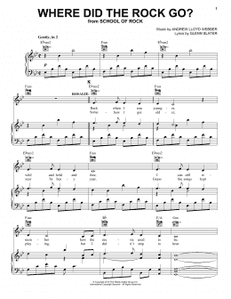 page one of Where Did The Rock Go? (from School of Rock: The Musical) (Piano, Vocal & Guitar Chords (Right-Hand Melody))
