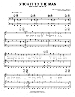 page one of Stick It To The Man (from School of Rock: The Musical) (Piano, Vocal & Guitar Chords (Right-Hand Melody))