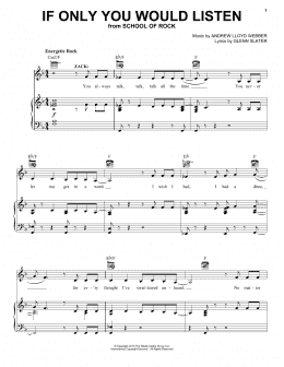 page one of If Only You Would Listen (from School of Rock: The Musical) (Piano, Vocal & Guitar Chords (Right-Hand Melody))