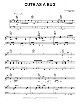 page one of Cute As A Bug (Piano, Vocal & Guitar Chords (Right-Hand Melody))