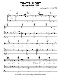 page one of That's Right (You're Not From Texas) (Piano, Vocal & Guitar Chords (Right-Hand Melody))