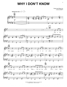 page one of Why I Don't Know (Piano, Vocal & Guitar Chords (Right-Hand Melody))