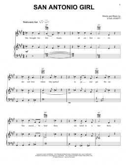 page one of San Antonio Girl (Piano, Vocal & Guitar Chords (Right-Hand Melody))