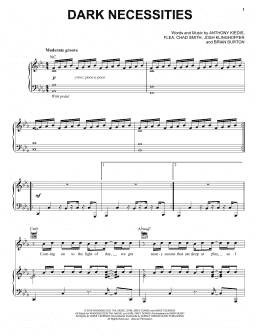 page one of Dark Necessities (Piano, Vocal & Guitar Chords (Right-Hand Melody))