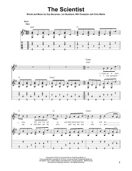 page one of The Scientist (Solo Guitar)