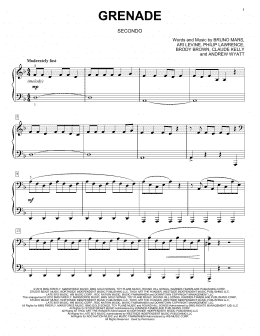 page one of Grenade (Piano Duet)