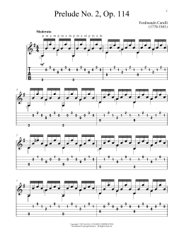 page one of Prelude No. 2, Op. 114 (Solo Guitar)
