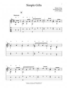 page one of Simple Gifts (Solo Guitar)